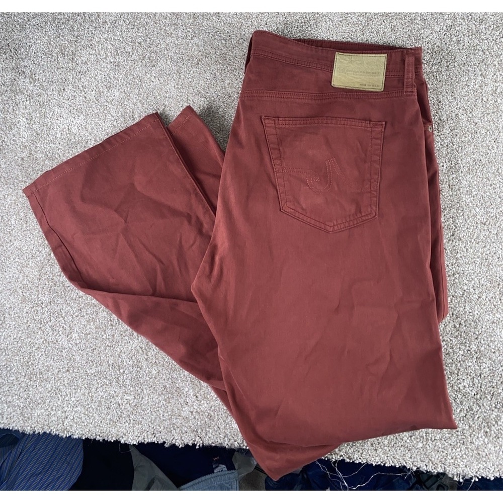 AG Adriano Goldschmied Jeans Mens 40x34 Red Protege Made In USA Straight Leg Y2K